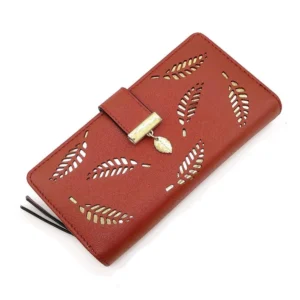 BS Women's Faux Leather Medium Snap Button Wallet (Brown)