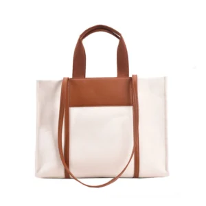 BS Women's Canvas Medium Top handle Satchel Zipper Handbag (White)