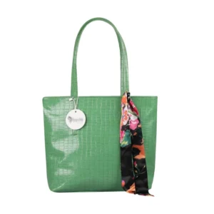 BS Women's Polyurethane Textured, Croc Shoulder Bag (Green)