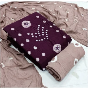 BS Women's Rayon Printed Unstitched Salwar Suit Material With Dupatta 2.3Mtrs (Wine)