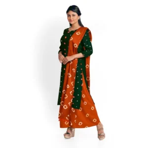 BS Women's Rayon Printed Unstitched Salwar Suit Material With Dupatta 2.3Mtrs (Green)