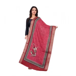 BS Women's chanderi silk Printed Dupatta (Red, Length: 2 Mtr)