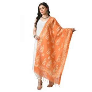 BS Women's Cotton Printed Dupatta (Orange, Length: Free Size)