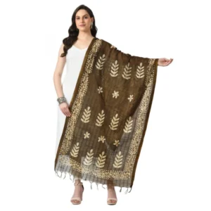 BS Women's Cotton Printed Dupatta (Mehandi, Length: Free Size)