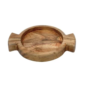 BS Handmade Wooden Serving Platter With Double Handle (Brown)
