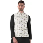 BS Men's Jacquard Printed Full Sleeve Waistcoat (Beige)