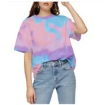 BS Women's Lycra Printed Round Neck Short Sleeve T-Shirt (Multicolor)