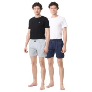 BS Pack_of_2 Men's Polycotton Solid Boxer Shorts (Multicolor)