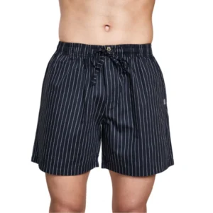 BS Men's Casual Cotton Checkred Above Knee Boxer Shorts (Black)