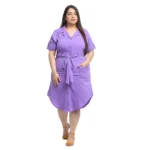 BS Women's Crepe Solid Knee Length Fit and Flare Dress (Purple)