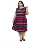 BS Women's Crepe Solid Knee Length Fit and Flare Dress (Multi)