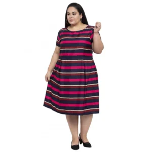 BS Women's Crepe Solid Knee Length Fit and Flare Dress (Multi)