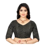 BS Women's Georgette Embroidery Readymade Blouse (Black, Size: Free Size)