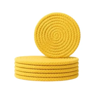 BS Cotton 6 Pcs Set Tea Coaster 6 Pcs Set (Yellow)
