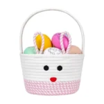 BS Cotton Mix Toy Bucket Pack of 1 Storage Basket For Clothes (Pink)