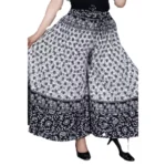 BS Women's Cotton Jaipur Printed Elastic Palazzo Pant (Black, Free Size)